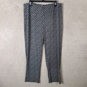 Chicos Easywear Pants Womens 2 (US‎ M) Black White Geometric Slinky Pull On